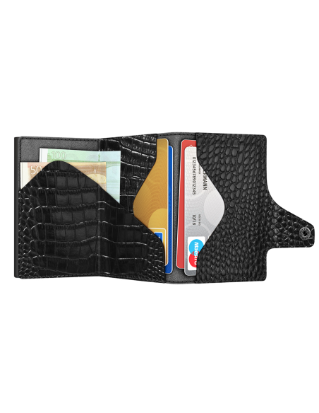 Click & Slide Wallet Croco Black/Black