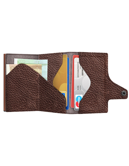 Click & Slide Wallet, Brown Metallic/Brown