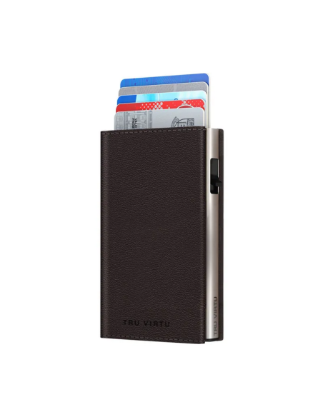 Wallet CLICK & SLIDE Sleek Nappa Brown/Silver