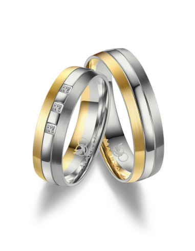 Titanium Tricolor Wedding Bands