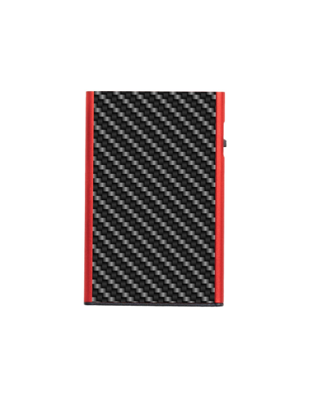 Card Case Etui CLICK & SLIDE Carbon Fibre Black/ Red