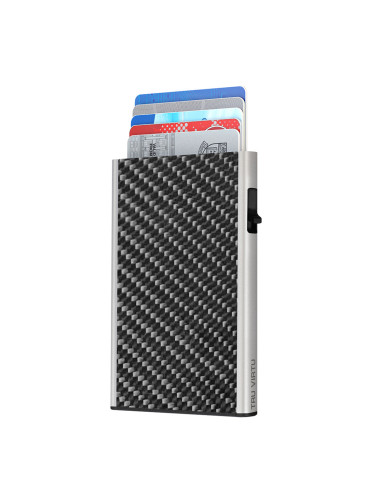 Card Case Etui CLICK & SLIDE Carbon Fibre Black/ Silver