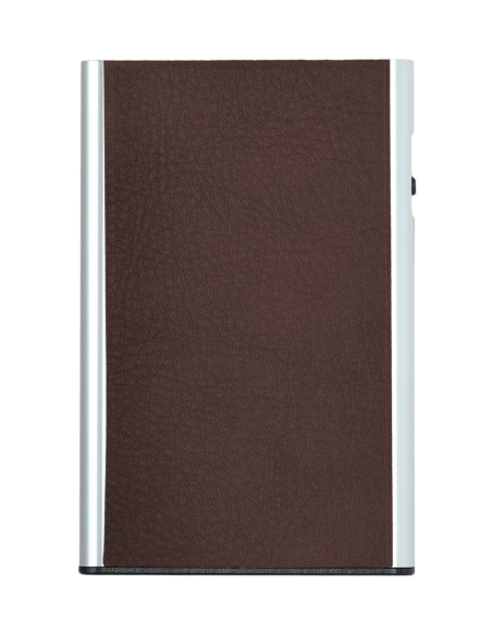 Card Case Etui CLICK & SLIDE Nappa Chestnut/Silver