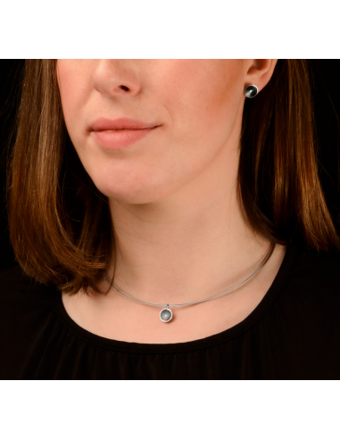 Pendientes circulo negro diamantes