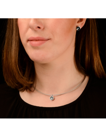 Pendientes circulo negro diamantes