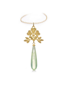 Pendant “Aida” in silver gold-plated with prehnite drops
